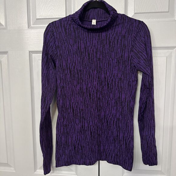 Athleta Flurry Elemental Turtleneck Women Small Purple Digital Pattern Stripe - Picture 1 of 5